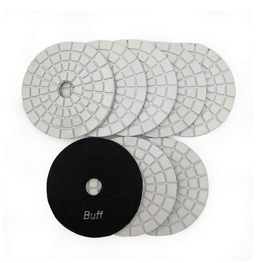 SHDIATOOL 8Pcs 4 Inch Diamond Wet Polishing Pads with White Bond White Buff for Marble Granite Stone