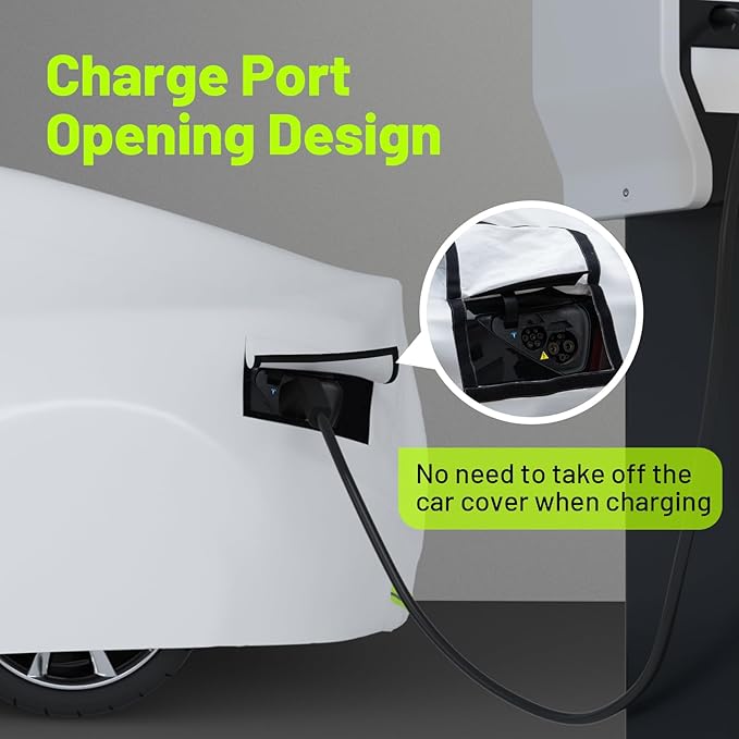 Favoto Car Cover for Tesla Model 3 - Custom Fit Vehicle Cover 6 Layers Waterproof Outdoor All Weather Snow Rain Sun Protection with Charging Port Ventilated Mesh Door Zipper