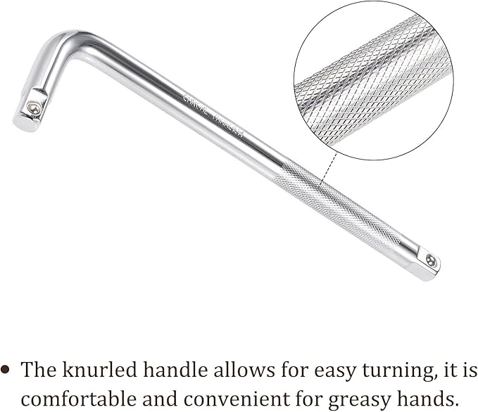 Breaker Bar - [1/2 Inch Drive] L Shape Socket Wrench Extension for Car Mechanical Equipment Repair Use, CR-V Steel