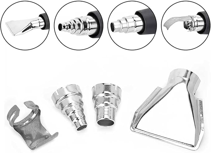 4Pcs Cordless Heat Gun Nozzles, Stainless Steel Mini Heat Gun Attachments, Craft Heat Nozzles with 4 Different Shapes for Meeting Different Soldering Needs