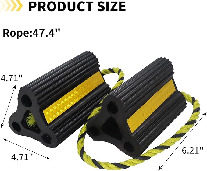 Rv Wheel Chocks for Trailers Camper Trucks and Small Aircraft Wheel Chock 2Pair4Pack Wheel Chocks Block with 3 Reflective Strips Versatile Heavy Duty Solid Rubber Wheel Immobilizers & Chocks