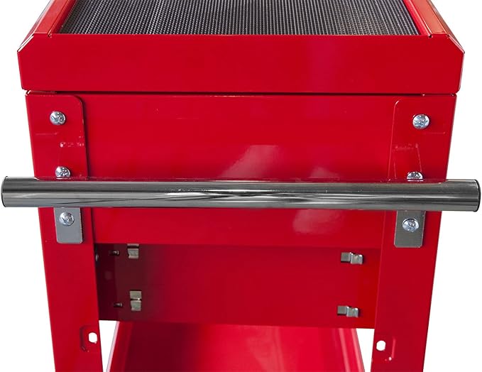 Wolf Rolling Garage Workshop Tool Organizer: 2 Drawer Tool Chest Tray with Top Work Surface and Storage Push Cart, Red, Large