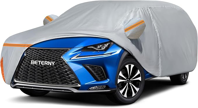 Car Cover for 2014-2025 Lexus NX/NX250/NX300/NX350, Waterproof Custom-fit All Weather Sun Rain UV Dust Snow Protection Outdoor NX350 Full Car Cover with Door Zipper and Cotton Lining-Gray
