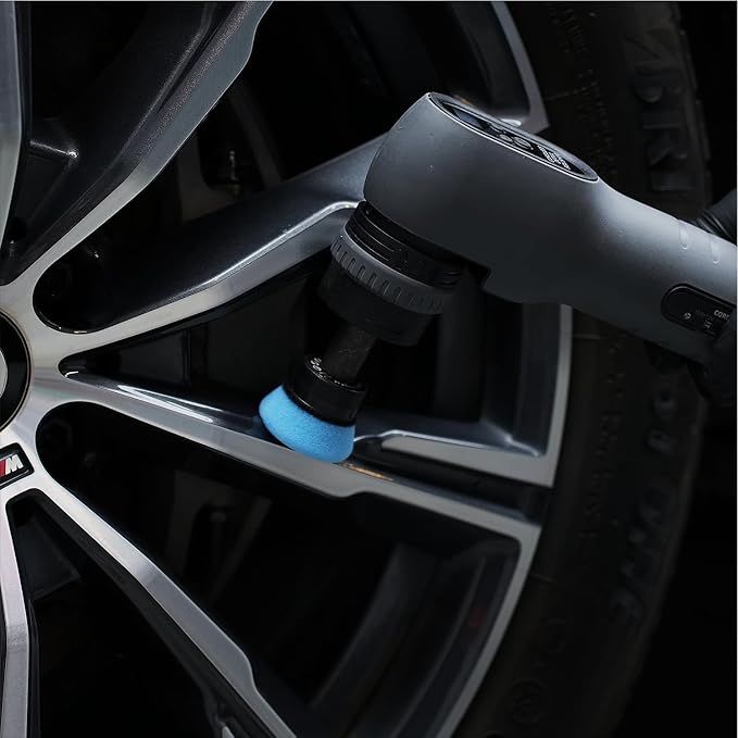 SPTA Blue T60 Mini Moderate-Cut Pad Sets, 5Pcs 1.3inch/32mm Sponge Polishing Buffing Pads, Car Foam Detail Polishing Pad Kit for Car Detail Polishing and Buffing, Small Area Polishing -FPTSS3B