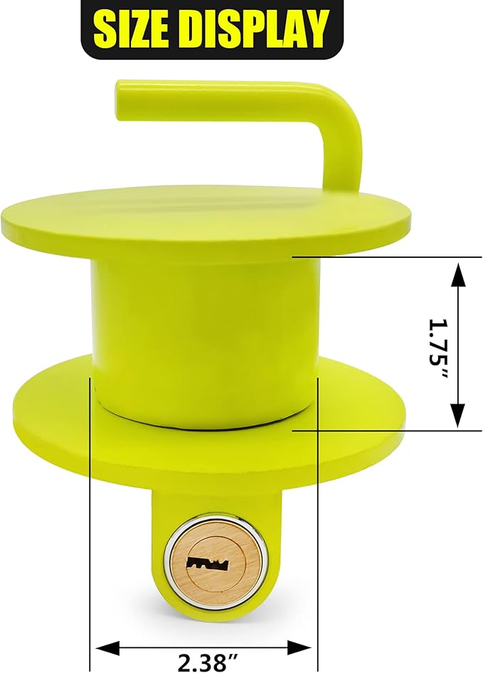 KAYCENTOP Lunette Tow Ring Lock, Pintle Hitch Lock, Tow Eye Lock for 2-1/2 to 3 Inch Lunette Eyes, Bright Green