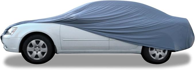 Budge Indoor Stretch Car Cover, Premium Dustproof Protection with Soft Fleece Lining, Breathable Indoor Car Cover Fits Vehicles up to 228 Inches, Gray