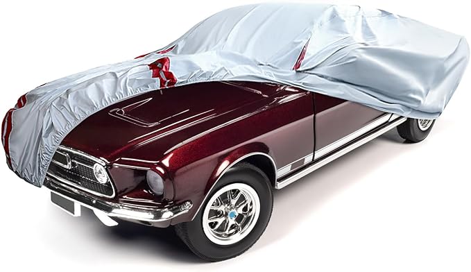 Waterproof Car Covers Replace for 1964-1978 Ford Mustang, 6 Layers All Weather Custom-fit Car Cover with Zipper Door & 18 Ponit Windproof Bands for Snow Rain Dust Hail Protection