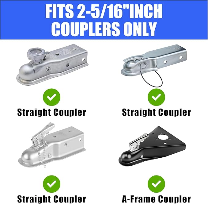 TMPZ Upgraded Heavy Duty Steel Trailer Hitch Lock for Most 2 Inch Couplers – Coupler Lock Secures Safety Chains, Anti-Theft Weatherproof Protection for RV, Pickup, Camper & Utility Trailers (Blue)