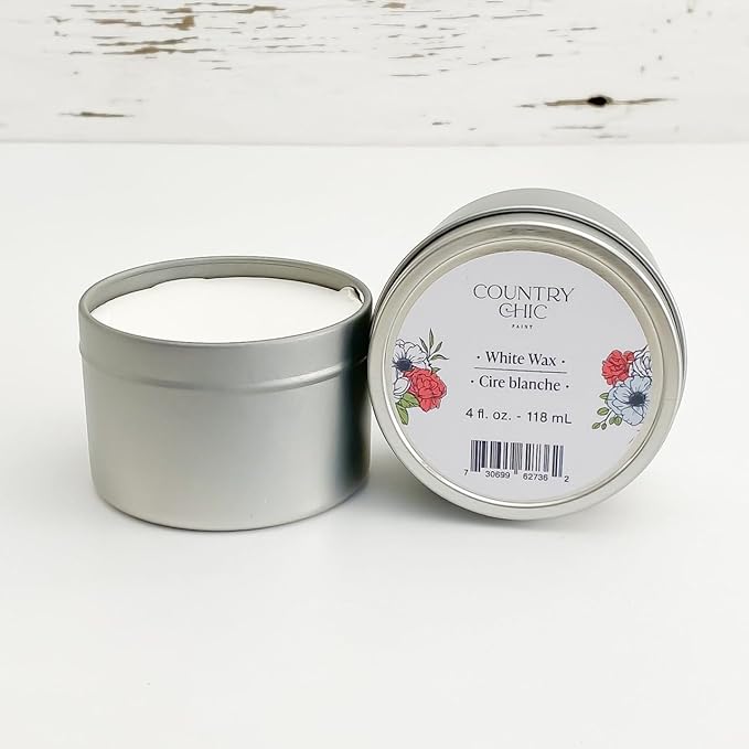 Furniture Wax - 100% Natural Sealant for Chalk Furniture Paint or Raw Wood, Light Protection, Easy To Apply, No Odor, Eco-Friendly - 7 Color Choices - White (4 oz)