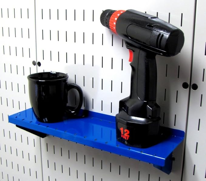 Wall Control Shelf 4in Deep Pegboard Shelf Assembly Pegboard and Slotted Tool Board - Blue
