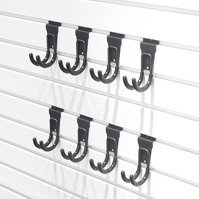Slatwall Hooks, Heavy-Duty Slatwall Accessories, Black Slat Wall J Hooks, 8 Pack