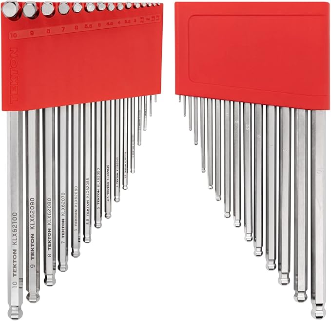 TEKTON Ball End Hex Key Set with Holder, 15-Piece (1.3-10 mm) - Chrome Finish | KLX91201