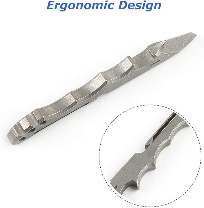 Titanium Pry Bar EDC Multi Tool with Bottle Opener Box Opener Clip Function (Grey)
