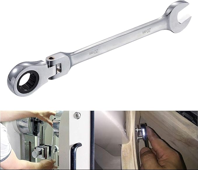 KATUR 20mm Ratcheting Wrench Set Flexible Pivoting Head Ratchet Combination Spanner Wrench Chrome Vanadium Steel Metric Tool (20mm)