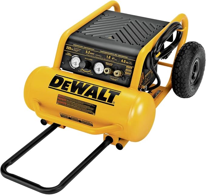 DEWALT Air Compressor, 225-PSI Max, Hand Carry with Wheels, 4-1/2 Gallon (D55146)