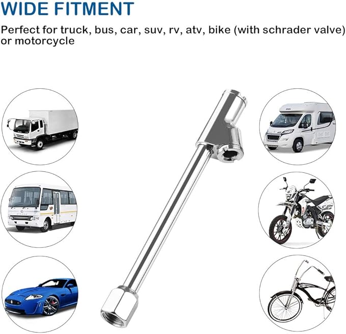 CZC AUTO Heavy Duty Inflatable Air Chuck, Straight on Foot Dual Head Truck Tire Chuck, 1/4" FNPT Extension Stem Compatible with Inflator Air Pump Compressor Accessories for Truck Bus Car Motorcycle