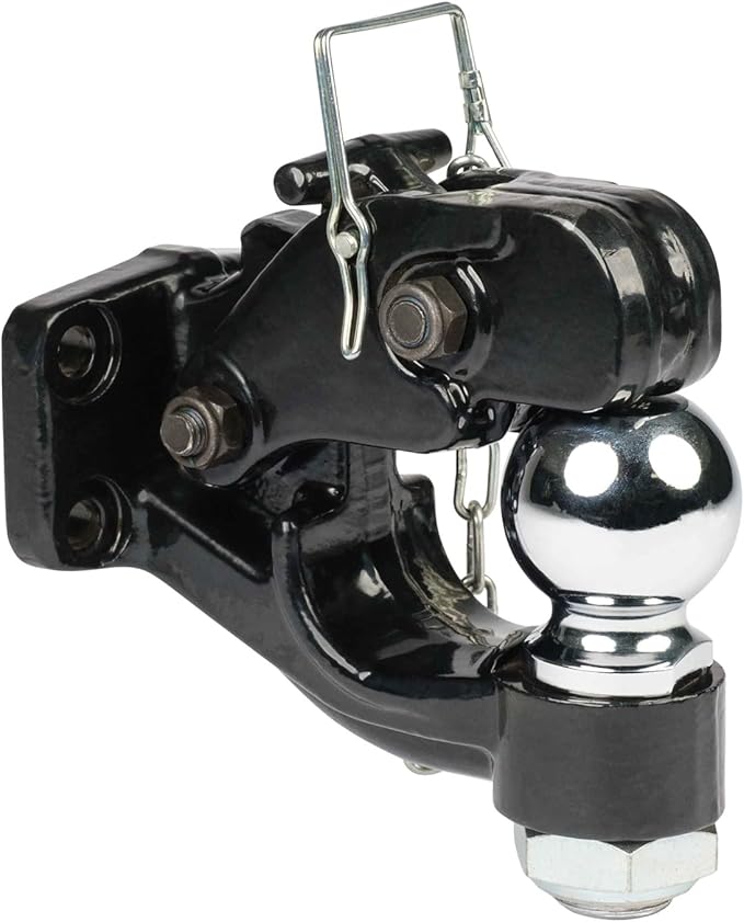 Mytee Products Mounting Plate Kit: Solid Steel 8 Ton Pintle Hitch with 2-5/16 inch Ball for Trailers, 2" Hitch Receiver