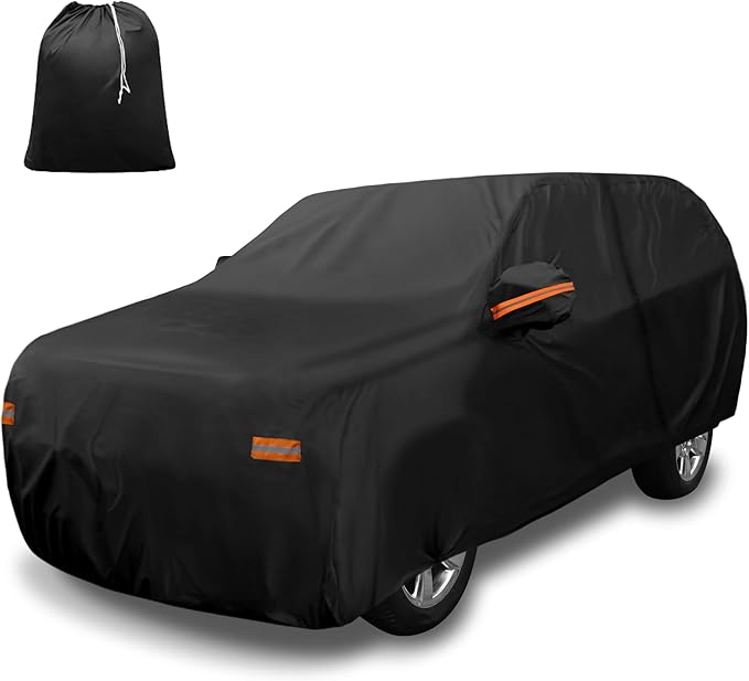 X AUTOHAUX Car Cover for Chevrolet Tahoe 4 Door 2007-2020 Aluminum Film Outdoor Waterproof Sun Rain Snow Hail Protection with Driver Door Zipper