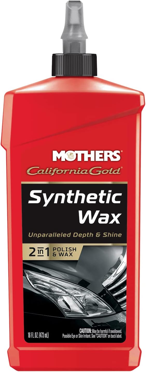 Mothers California Gold Synthetic Wax, 16 oz. — Long-Lasting Protection with Micro-Encapsulated Polymers, Polishes, Enhances Depth, Gloss & Shine, Easy-to-apply 2 in 1 Polish & Wax Formula (05716)