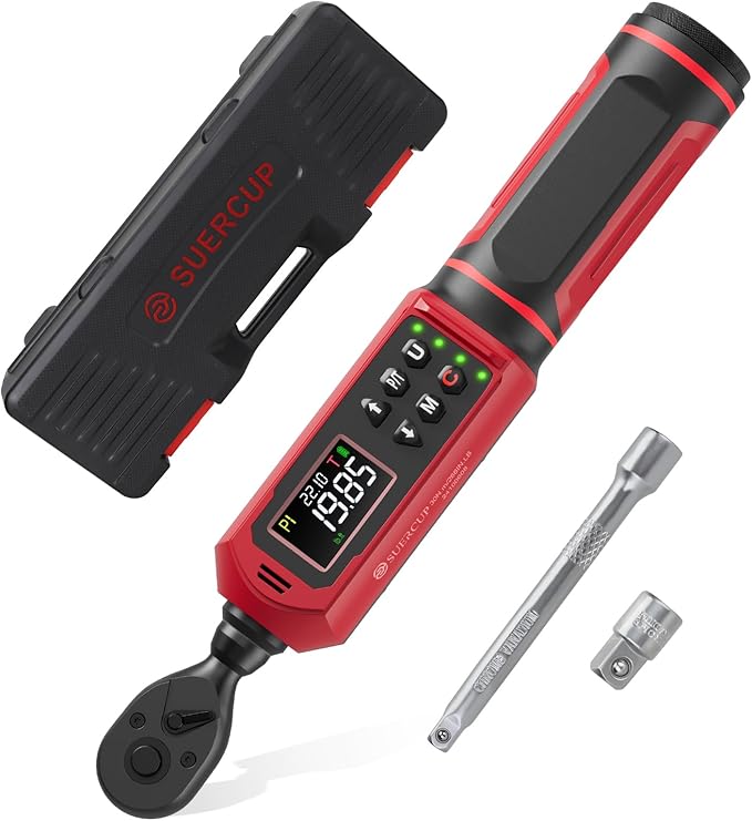1/4-inch Digital Torque Wrench(0.33-22.1Ft.Lb/0.45-30N.m) ±1% Accuracy Digital Torque Wrench with Vibration, Buzzer,LED Notification and Five Units of Measure, for Bike, DIY and Home Repair