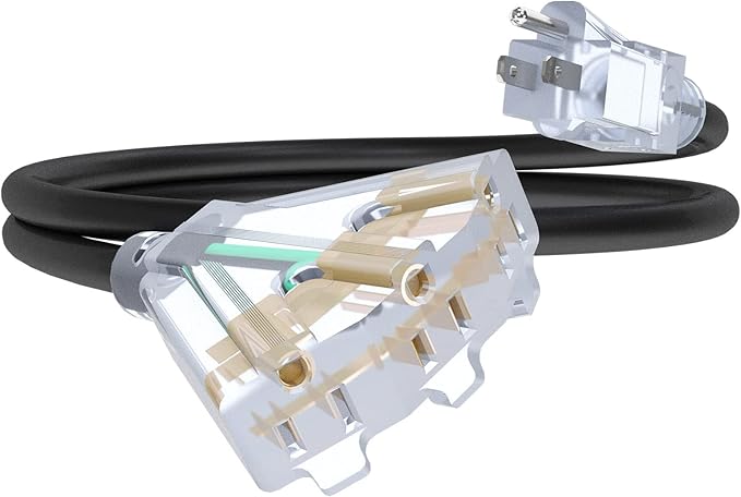 6Ft 12/3 Outdoor Extension Cord with 3-Outlets, Heavy Duty 12 Gauge 3 Prong Extension Cord Waterproof with Lighted end, 15A 12AWG 1875W SJTW, ETL Listed - Great for Garage, Garden and Home, Black