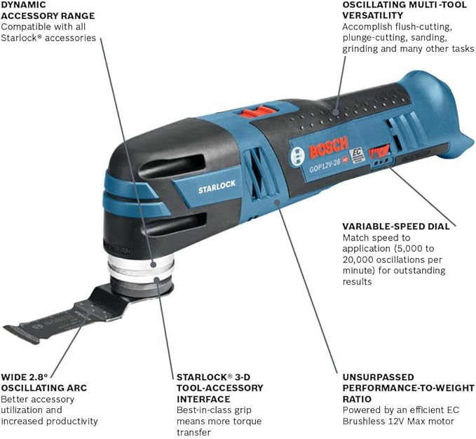 BOSCH GXL12V-270B22 12V Max Brushless 2 Tool Combo Kit with 5-in-1 Flexiclick Cordless Drill/Driver and Starlock Oscillating Multi Tool (Includes: 2 Batteries, Charger & 4 Attachments)