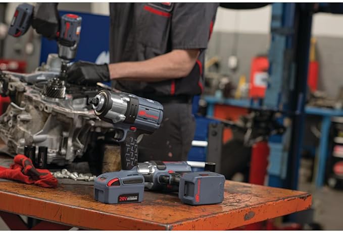 Ingersoll Rand W5133-K22 3/8" IQV20 Cordless Air Impact Wrench and Battery Kit with Brushless Motor, 360 Degree LED Light, 365 ft-lbs Max Torque, 4 Power Modes, Gray