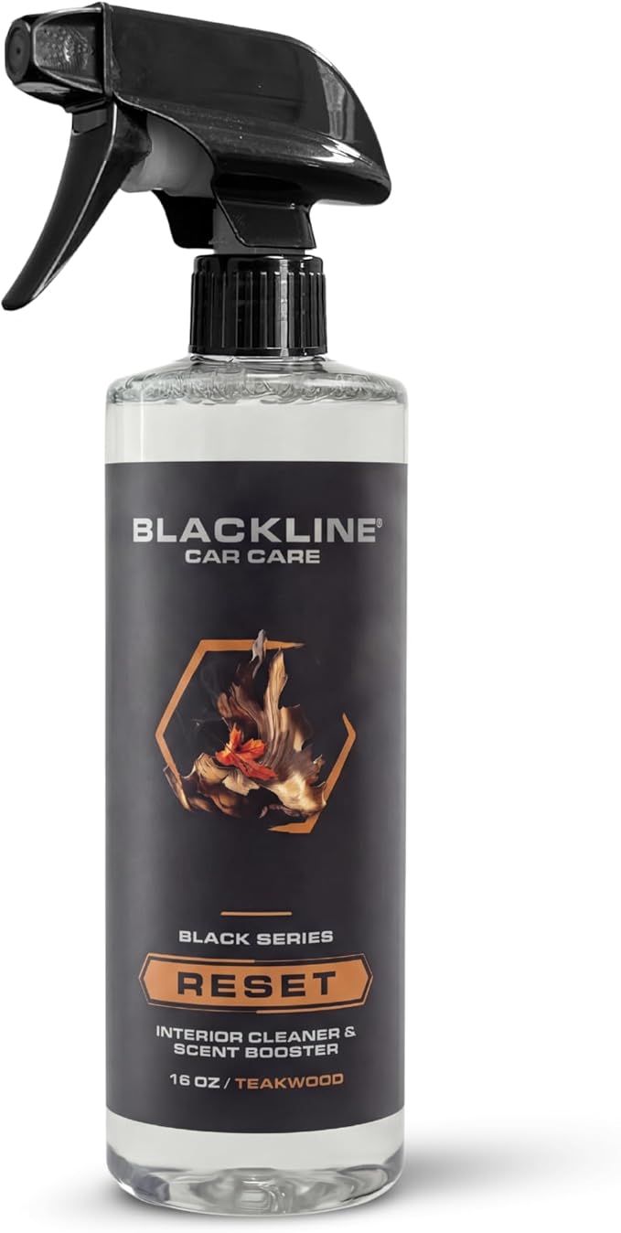 Blackline Luxury Scented Interior Cleaner Reset Deep Cleans & Deodorizes All Surfaces, pH-Neutral High-Foam Formula, Long-Lasting Premium Fragrance for Cars (16 Fl Oz, Teakwood)