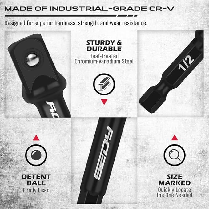 9-Piece Impact Socket Adapter Set, 1/4" 3/8" 1/2" Driver Socket Adapter, Power Drill Bit Extension, Magnetic Screwdriver Bit Holder, Socket Wrench Adapter