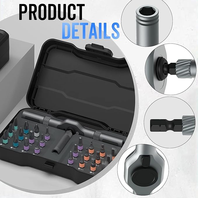 24 in 1 Magnetic Ratchet Screwdriver Set, Upgrade DIY Screwdriver 24 in 1 Multi Bit Magnetic Drive Set with Detachable Ratchet Handle, Multipurpose Repair Tool Kit for Furniture Computer Bicycle