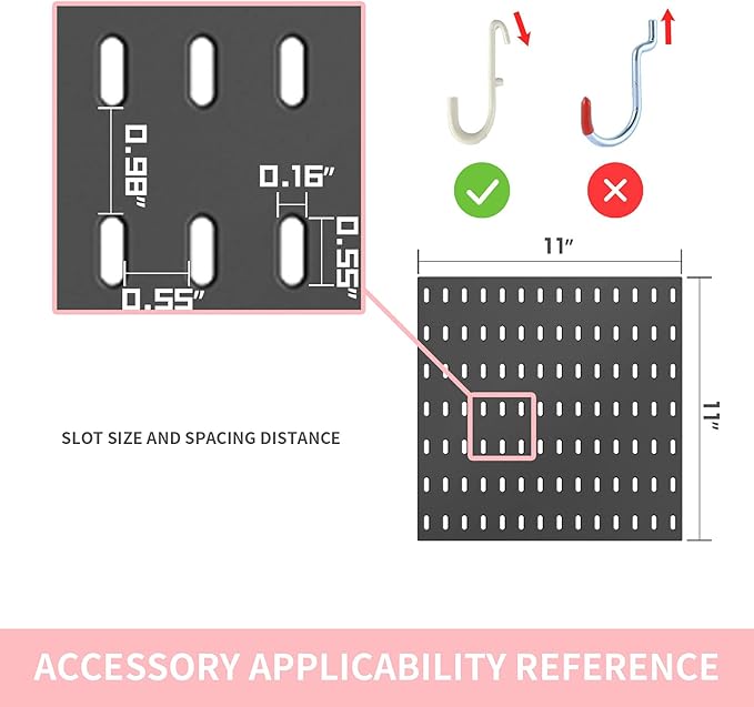 Pegboard Combination Kit and 13 Accessories(Shelf Hook Brackets Container) No Punching for Garage Kitchen Living Room Bathroom Office 22"x22",Pegboard Wall Organizer (Upgraded)