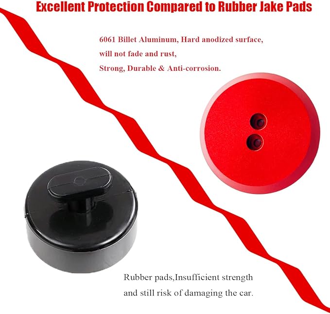 4 Packs Jack Pad Adapter, Aluminum Jacking Puck, Billet Floor Jack Pads Compatible with Chevrolet Corvette C5 C6 C7 C8 Z06 Zr1 and Most Porsche Frame Rail (Red)