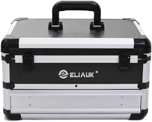 ELIAUK Tool Box Hard Case Tool Organizer Storage Cabinet Carry Case Tool box with Drawers(Silver)