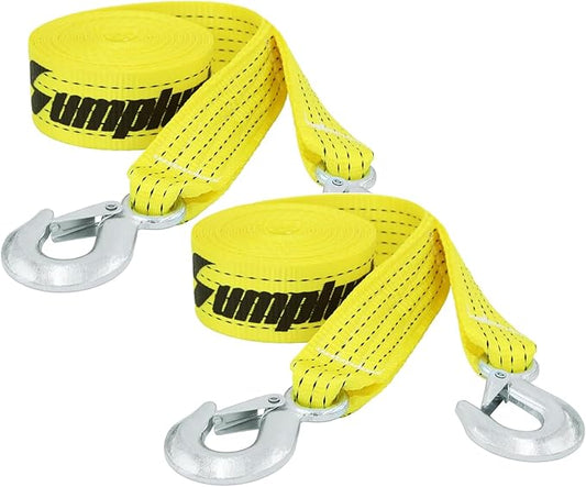 2 Pack Recovery Tow Strap with Hooks 2" x 20 ft Break Strengthened Towing Rope Kit 15000lb ATV Accessories Heavy Duty Recovery Ropes for Car UTV Auto Vehicle Securing Straps with Hook Polyester Belt