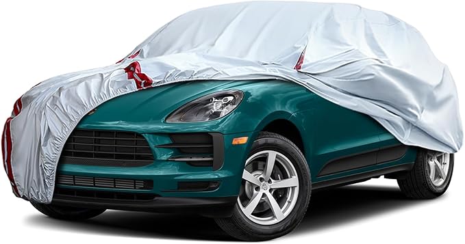Waterproof Car Covers Replacement for 2014-2025 Porsche Macan, 6 Layers All Weather Custom-fit Car Cover with Zipper Door & 18 Ponit Windproof Bands for Snow Rain Dust Protection