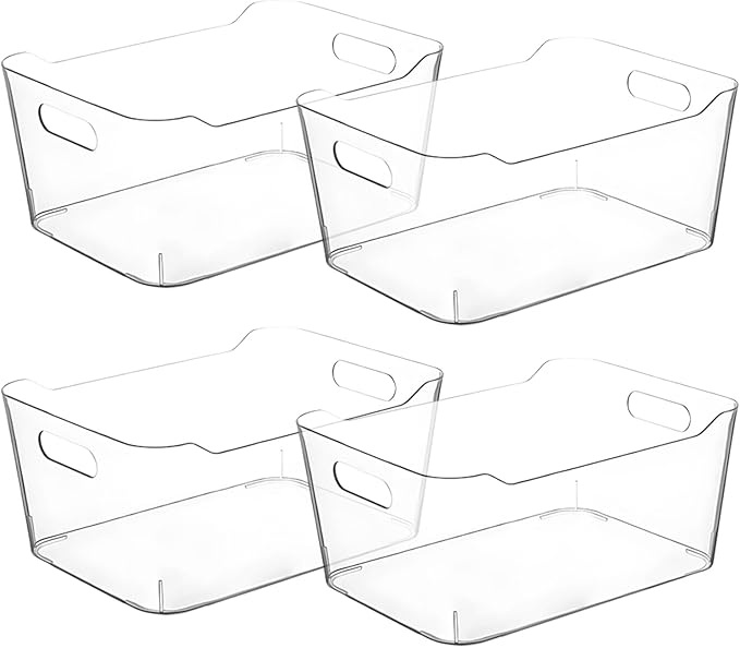 CONTROL KITCHEN Small Clear Plastic Storage Bins, Perfect for Organization or Pantry and, Fridge Organizer, Cabinet Organizers