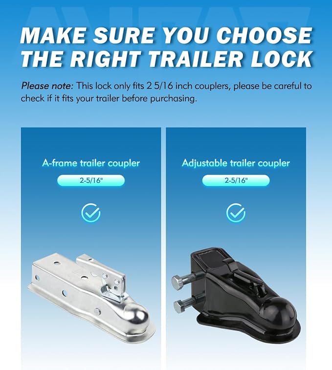 Anti-Theft Trailer Hitch Lock, Heavy-Duty Steel Trailer Lock