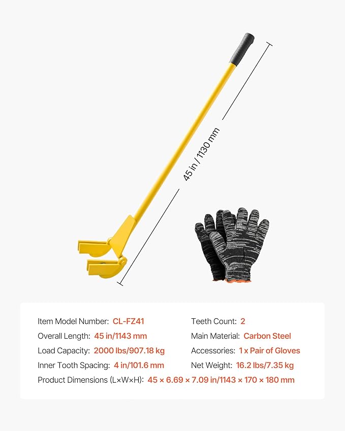 VEVOR Pallet Buster Tool with 41‘’ Carbon Steel Handle, Heavy Duty Wrecking Pry Bar, Articulating Head Deck Board Removal Tool for Non-Damaging Wooden Pallet & Deck Removal