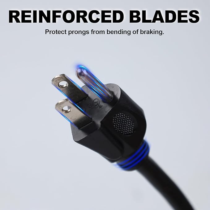 EP 15 Ft Outdoor Extension Cord with 3 Electrical Power Outlets - 16/3 SJTW Black Cable with 3 Prong Grounded Plug for Safety Great for Christmas Lights, Garden and Major Appliances