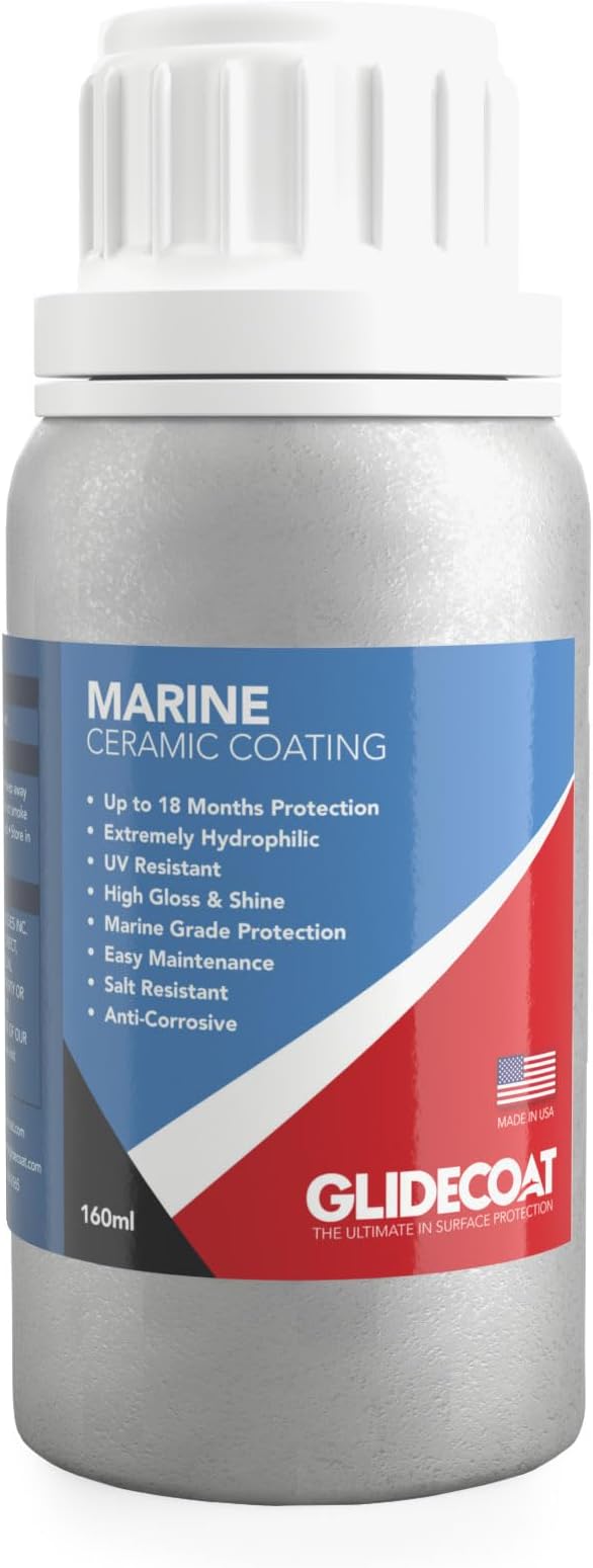Glidecoat Marine Ceramic Coating 160ml - Marine Grade Ceramic Coating for Boats - Better Than Wax and More Durable - DIY Friendly, UV Protection, Enhance Gloss, Hydrophobic Surface for Easy Cleaning