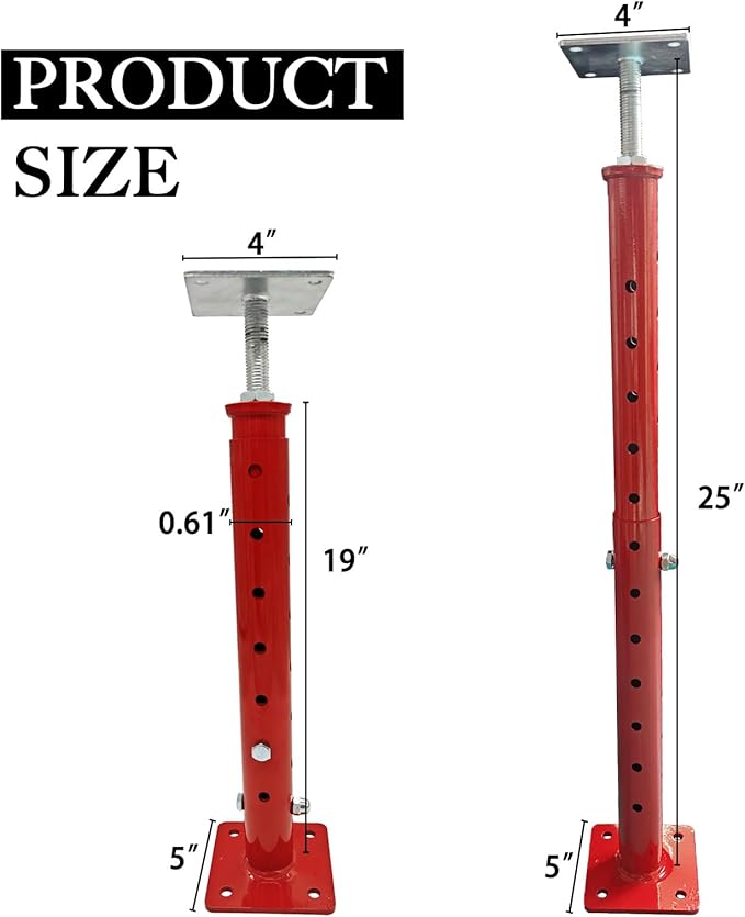 4 PCS Basement Floor Jack,House Jacks for Leveling,18.5-34.6" Adjustable Height Range,Load Capacity Up to 4400 lb(Each),Telescoping Jack for Temporary Support