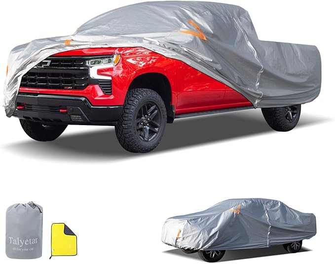 Heavy Duty Car Truck Cover, All Weather Outdoor Protection for Toyota Tacoma, Nissan Frontier, Ford Ranger, Waterproof Dust Sun Shield,Fit Truck-Length 213" to 233"