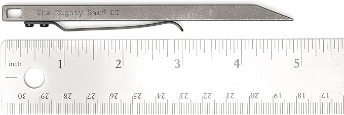 The Mighty Bar LT, Long Titanium Edition Pry Bar Tool, Stainless Steel Pocket Clip for EDC Made by Gear Spool