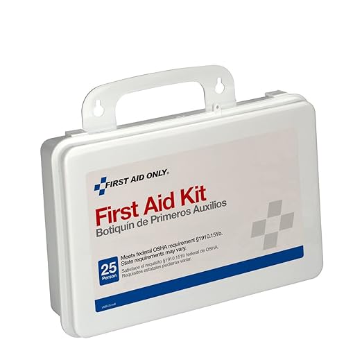 First Aid Only 6082 25-Person Emergency First Aid Kit for Office, Home, and Construction, 95 Pieces White