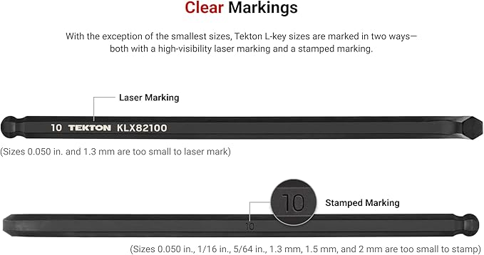 TEKTON Ball End Hex L-Key Set with Holder, 10-Piece (1.3-10 mm, Common Sizes) | KLX91202