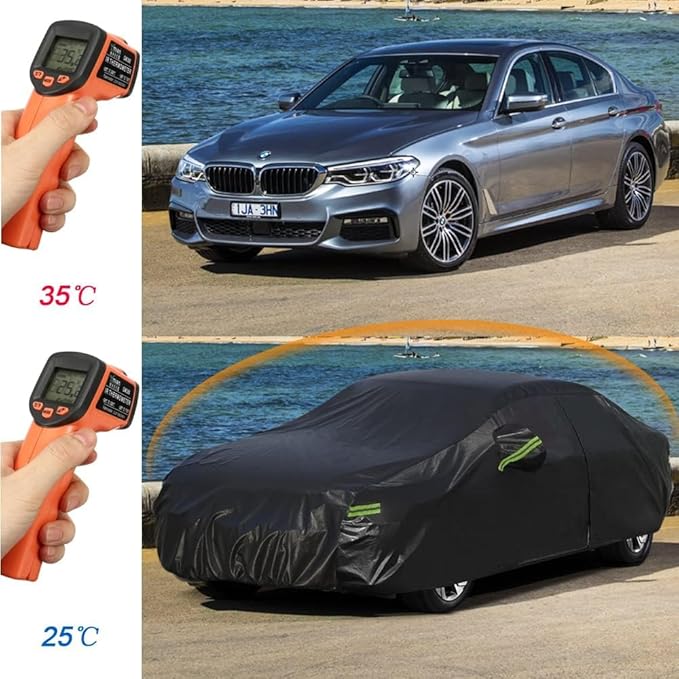Kaugung 7 Layers Hatchback Car Cover Custom Fit Nissan Leaf from 2010 to 2025, Waterproof All Weather Resistant Outdoor Indoor Sun Rain Dust Snow Protection.(USA Warehouse,Within 3-7 Days) Black
