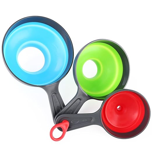 Large Small Funnel Set of 3, Food Grade Mini Funnels for Kitchen Use, Silicone Collapsible Funnels, Wide Mouth Canning Funnel for Mason Jars, Filling Bottles, Flask, Tiny Spice, Cooking Water YLYL