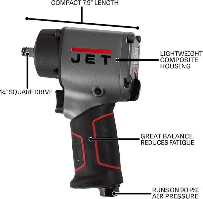 JET 3/4-Inch Composite Impact Wrench, 1400 ft-lbs, 5300 RPM (Model JAT-127)