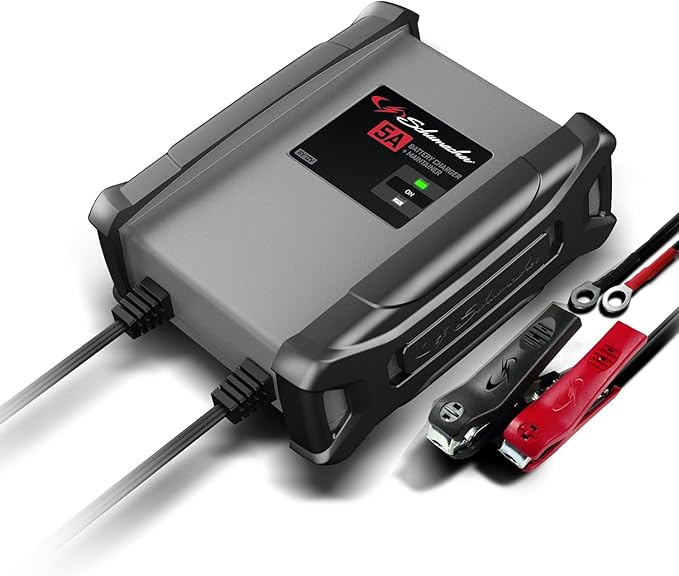 Schumacher Electric 6V / 12V Battery Charger & Maintainer - Multi-Stage Smart Charging with Quick-Connect Clamps - Fully Automatic 5A Car Battery Charger for Motorcycles, Lawn Mowers & More - SC1609