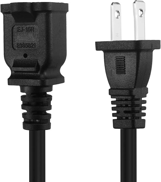 [2-Pack] Short 1-Foot Polarized US 2-Prong Male-Female Extension Power Cord,16AWG 2 Outlet Extension Cable 2-Prong 10A/125V,Nema 1-15P to 1-15R Extension Cable